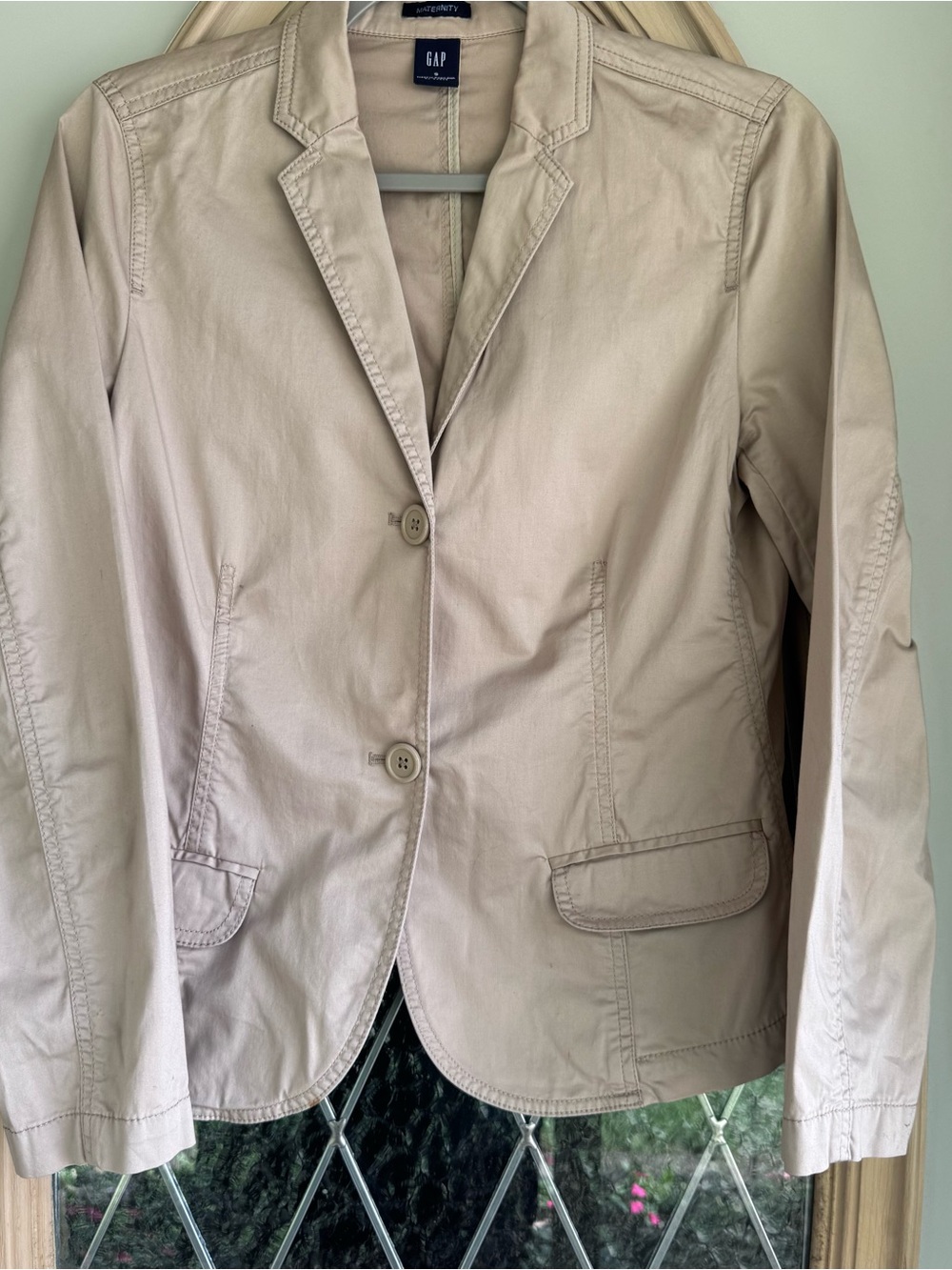 GAP Women's Light Beige Cotton Maternity Blazer